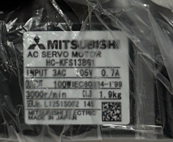 MITSUBISHI HC-KFS13BG1 1/5 / HCKFS13BG1 AC SERVO MOTOR W/ BRAKE K6505 1/5 NSMP