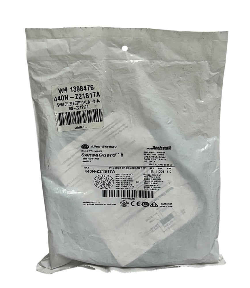 ALLEN BRADLEY 440N-Z21S17A /B SensaGuard NON-CONTACT SWITCH 24VDC 3M CABLE NSFS