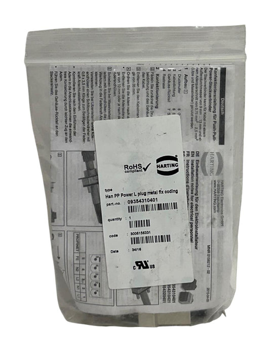 2 HARTING 09354310401 HAN PP POWER L PLUGS METAL FLX CODING PUSH-IN OEM NSMP
