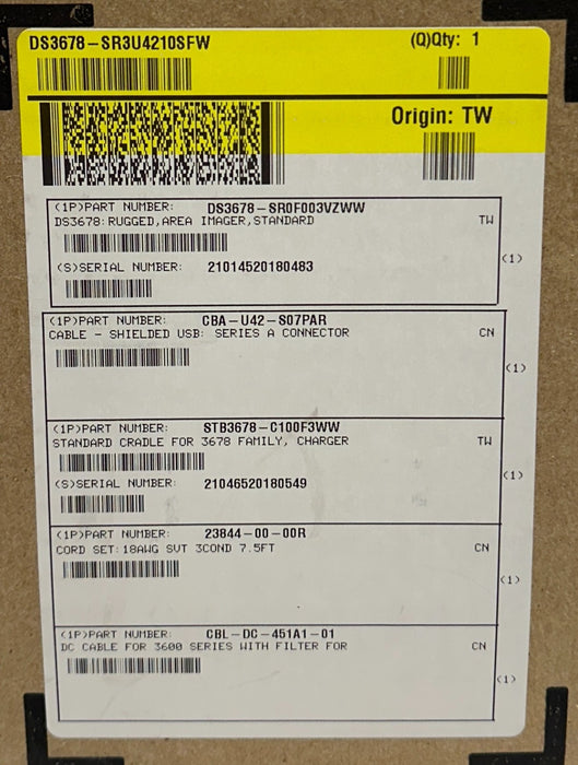 ZEBRA DS3678-SR3U4210SFW / DS3678-SR0F003VZWW BARCODE SCANNER KIT SR FIPS NSMP