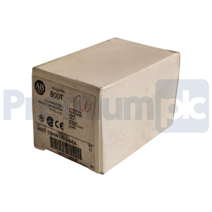 ALLEN BRADLEY 800T-16HW17KB6AX /U 30mm ILL SELECTOR SWITCH 800T-16HG17KB6AX NSMP