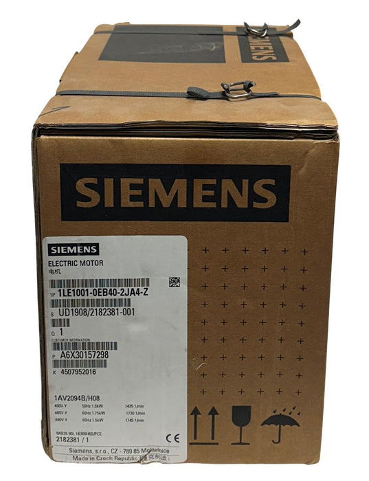 SIEMENS 1LE1001-0EB40-2JA4-Z / 1LE10010EB402JA4Z SIMOTICS MOTOR 1.75kW 460V NSFS
