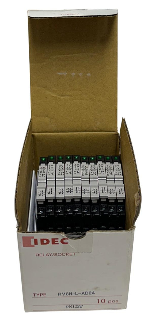 10 IDEC RV8H-L-AD24 / RV8HLAD24 INTERFACE RELAYS ASSEMBLED 24VAC/DC RV8 6mm NSMP