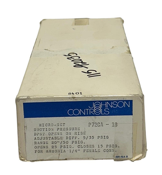 JOHNSON CONTROLS P72CA-18 / P72CA18 MICRO-SET SUCTION PRESSURE SWITCH NSMP