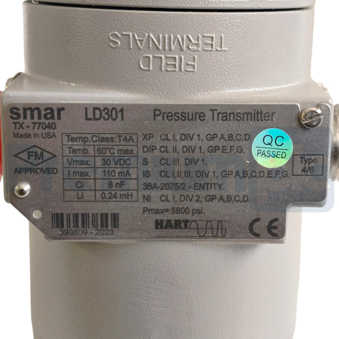 SMAR LD301 HART SMART DIFFERENTIAL PRESSURE TRANSMITTER LD301-D11I-TD11-012 NSMP
