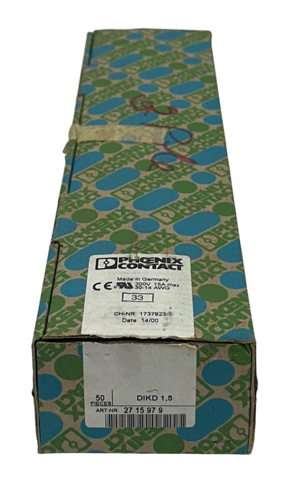 50 PHOENIX CONTACT DIKD 1,5 / 2715979 SENSOR / ACTUATOR TERMINAL BLOCKS 15A NSMP