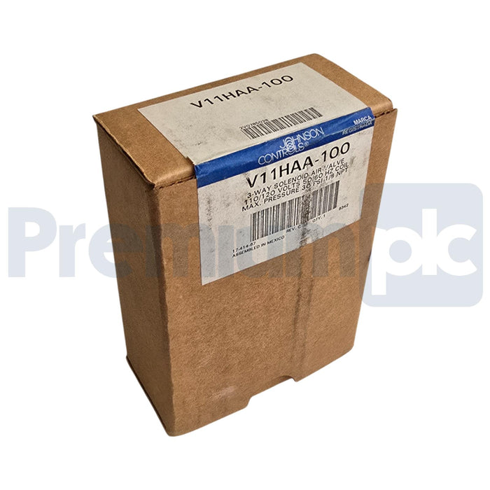 JOHNSON CONTROLS V11HAA-100 3-WAY SOLENOID AIR VALVE 120V/COIL 30PSI 1/8NPT NSMP
