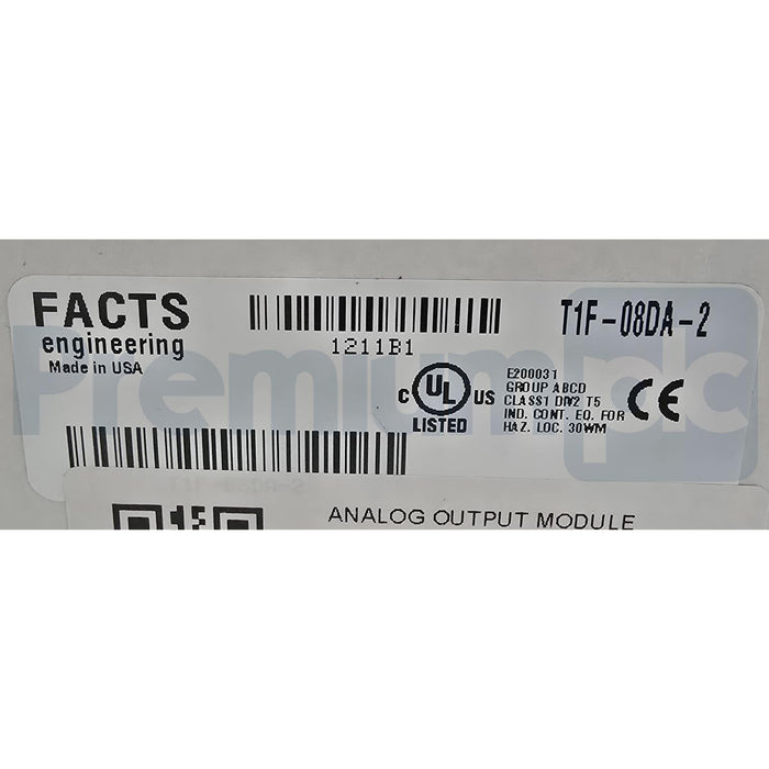 FACTS ENGINEERING T1F-08DA-2 TERMINATOR 8-CH ANALOG OUTPUT MODULE 24VDC NSMP