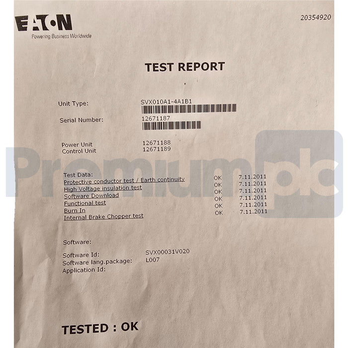 EATON SVX010A1-4A1B1 SVX9000 VFD DRIVE 10HP 480V NEMA 1 w/BR SVX010A14A1B1 NSMP