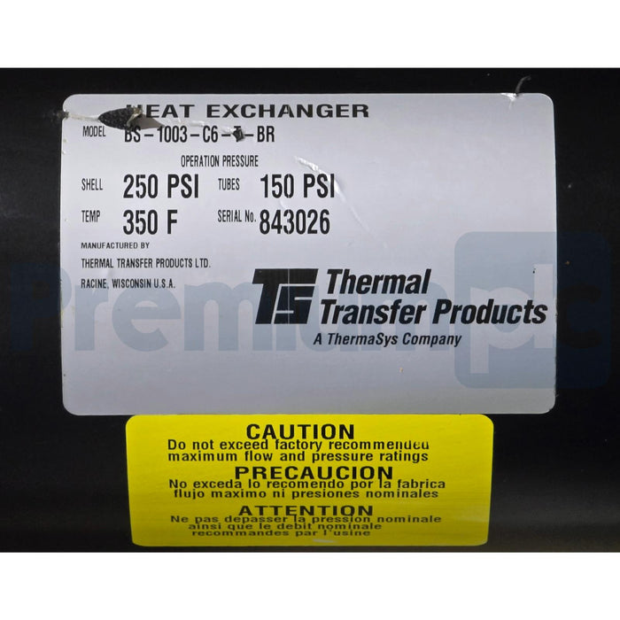 THERMAL TRANSFER PRODUCTS TTP BS-1003-C6-T-BR TWO-PASS HEAT EXCHANGER BRASS NSNP