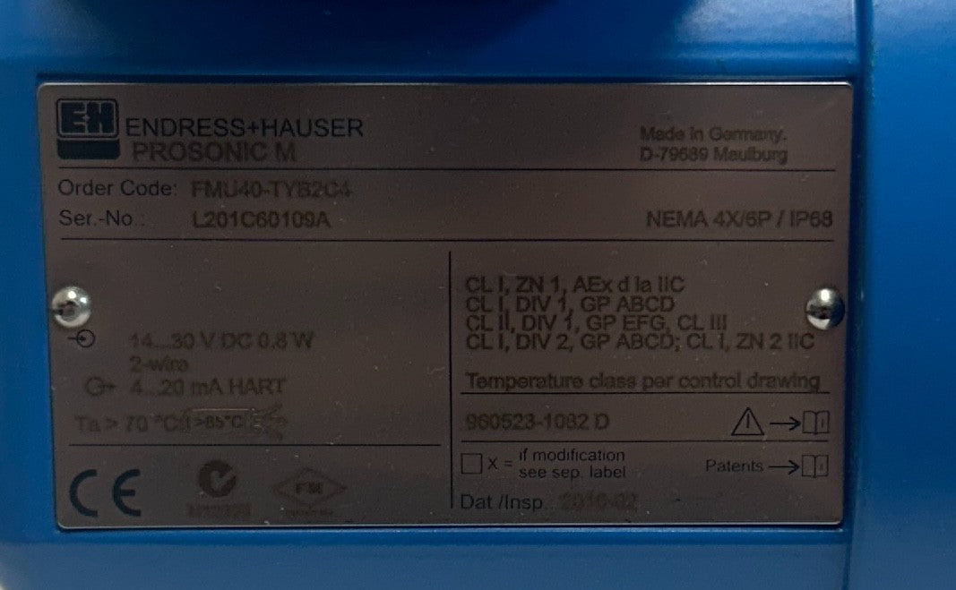 ENDRESS+HAUSER E+H FMU40-TYB2C4 Prosonic M ULTRASONIC LEVEL SENSOR 52010286 NSNP