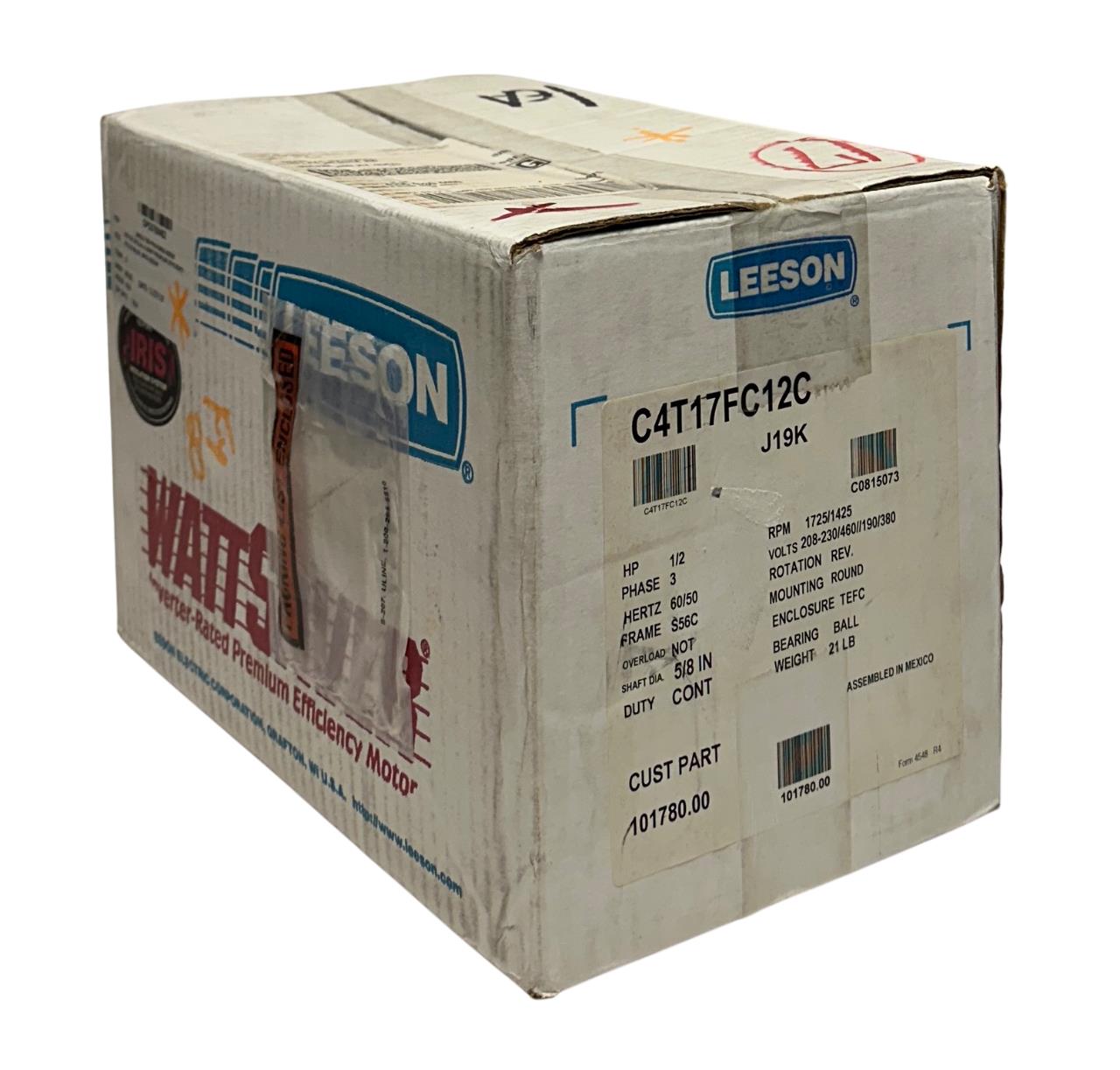 LEESON 101780.00 / C4T17FC12C WATTSAVER ELECTRIC MOTOR 1/2HP 3PH 5/8'' NSMP