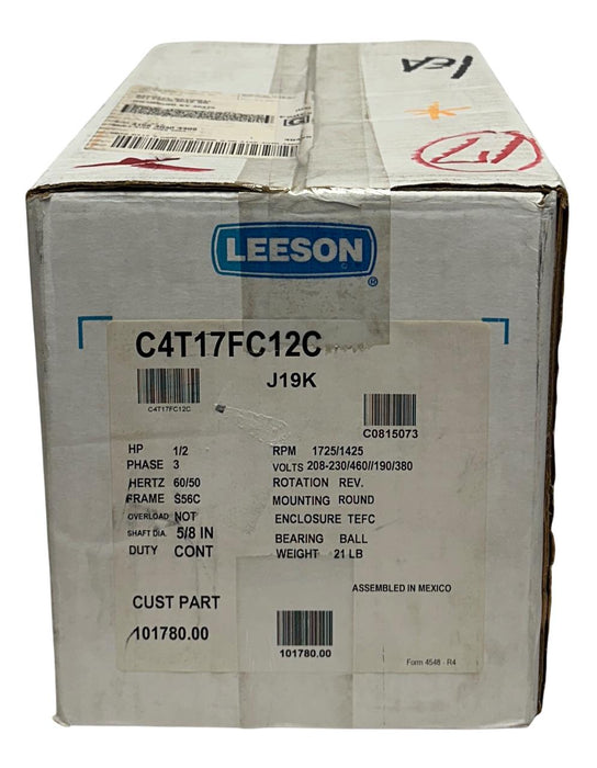 LEESON 101780.00 / C4T17FC12C WATTSAVER ELECTRIC MOTOR 1/2HP 3PH 5/8'' NSMP