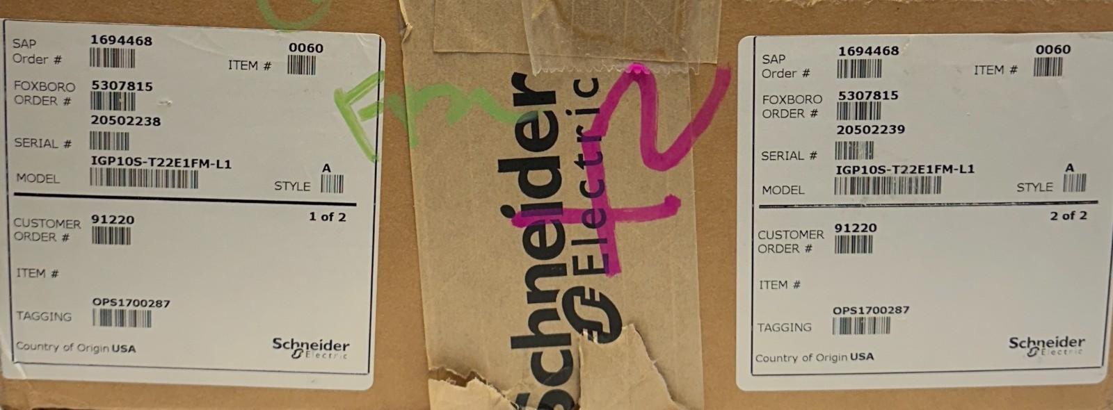 2 SCHNEIDER FOXBORO IGP10S-T22E1FM-L1 / IGP10ST22E1FML1 HART TRANSMITTERS NSMP