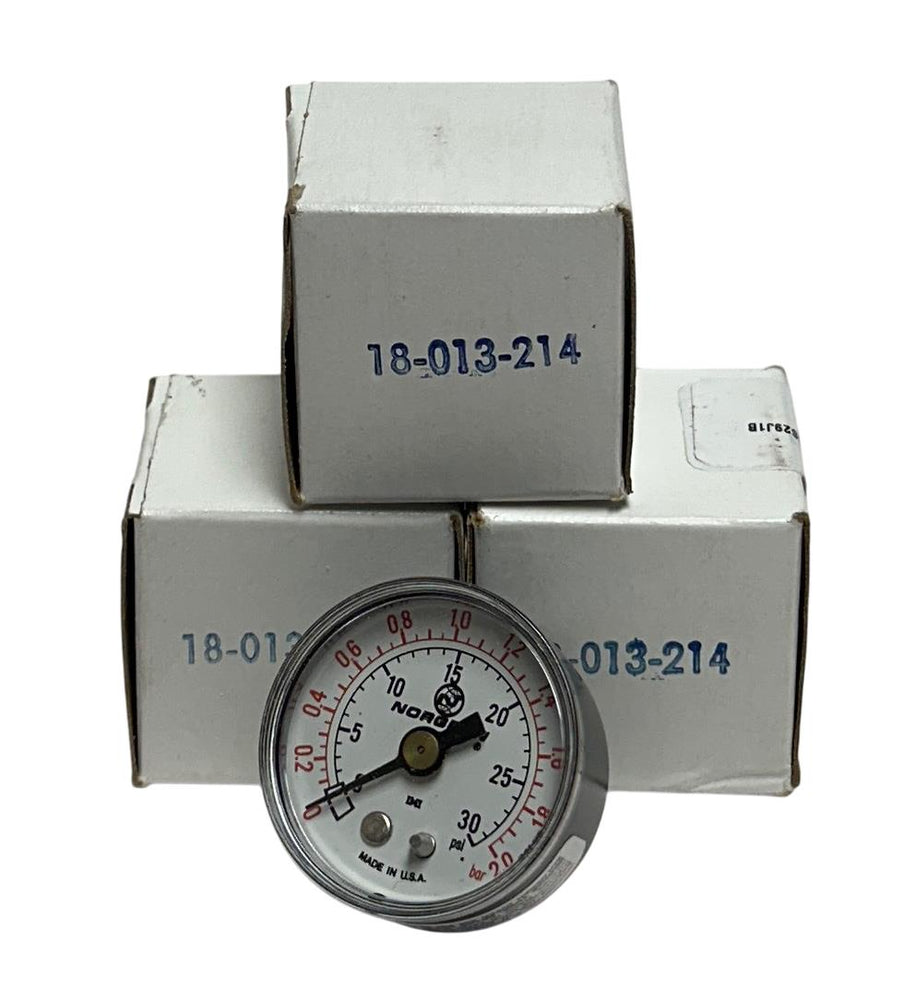 3 NORGREN 18-013-214 / 18013214 PRESSURE GAUGES 0-30PSI 1/8'' NPT THREAD NSMP