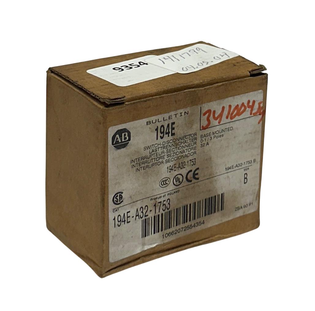 ALLEN BRADLEY 194E-A32-1753 /B BULLETIN 194E SWITCH-DISCONNECTOR 32A 3P NSMP