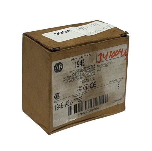 ALLEN BRADLEY 194E-A32-1753 /B BULLETIN 194E SWITCH-DISCONNECTOR 32A 3P NSMP
