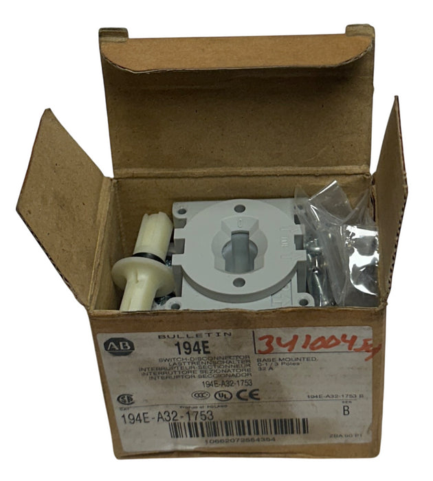 ALLEN BRADLEY 194E-A32-1753 /B BULLETIN 194E SWITCH-DISCONNECTOR 32A 3P NSMP