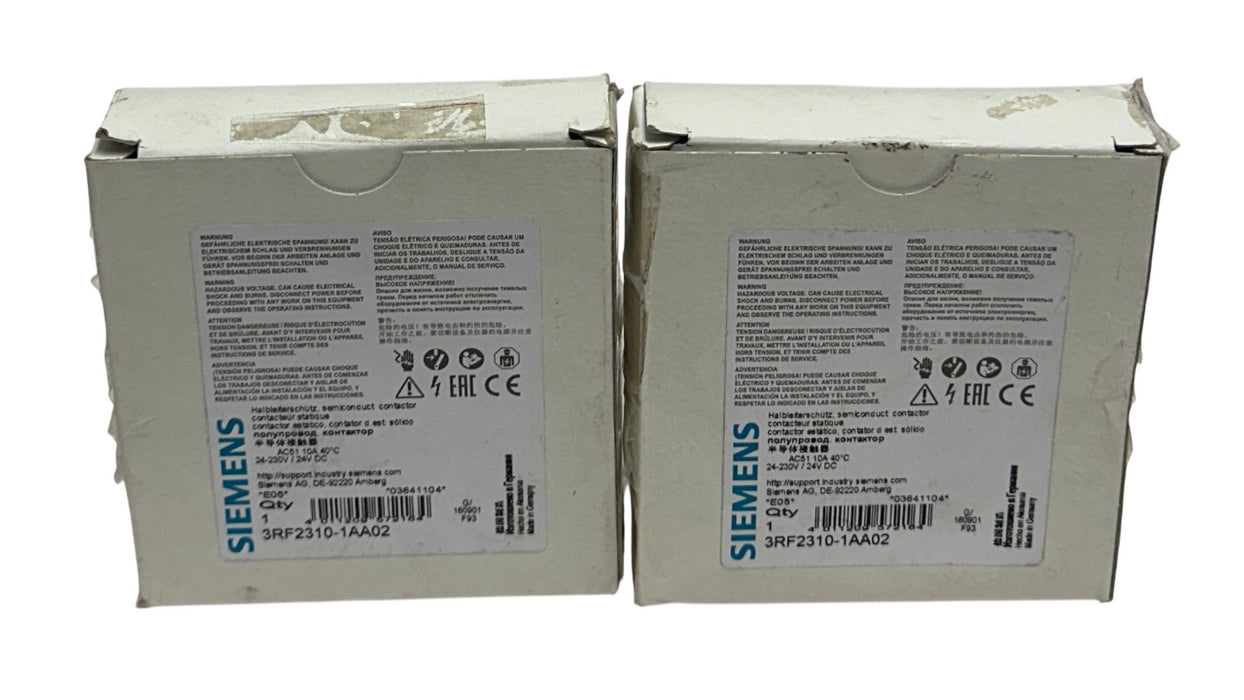 2 SIEMENS 3RF2310-1AA02 / 3RF23101AA02 SIRIUS SEMICONDUCT CONTACTORS VAC/DC NSMP
