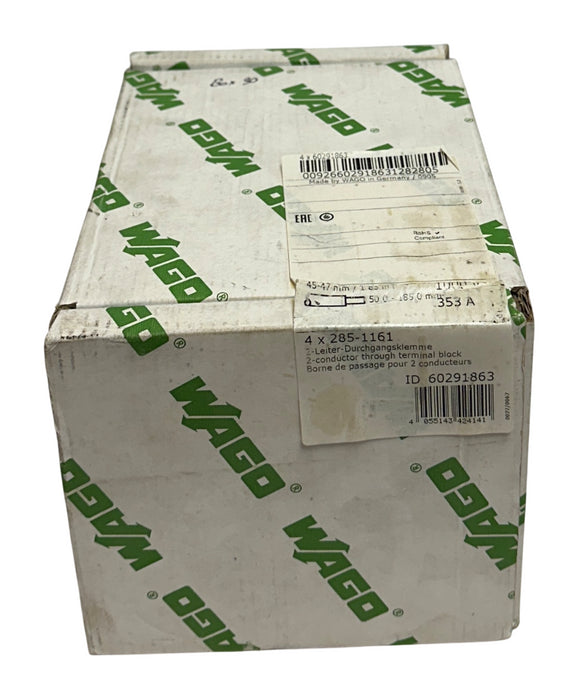 4 WAGO 285-1161 / 60291863 2-CONDUCTOR THROUGH TERMINAL BLOCKS 50-185mm NSMP