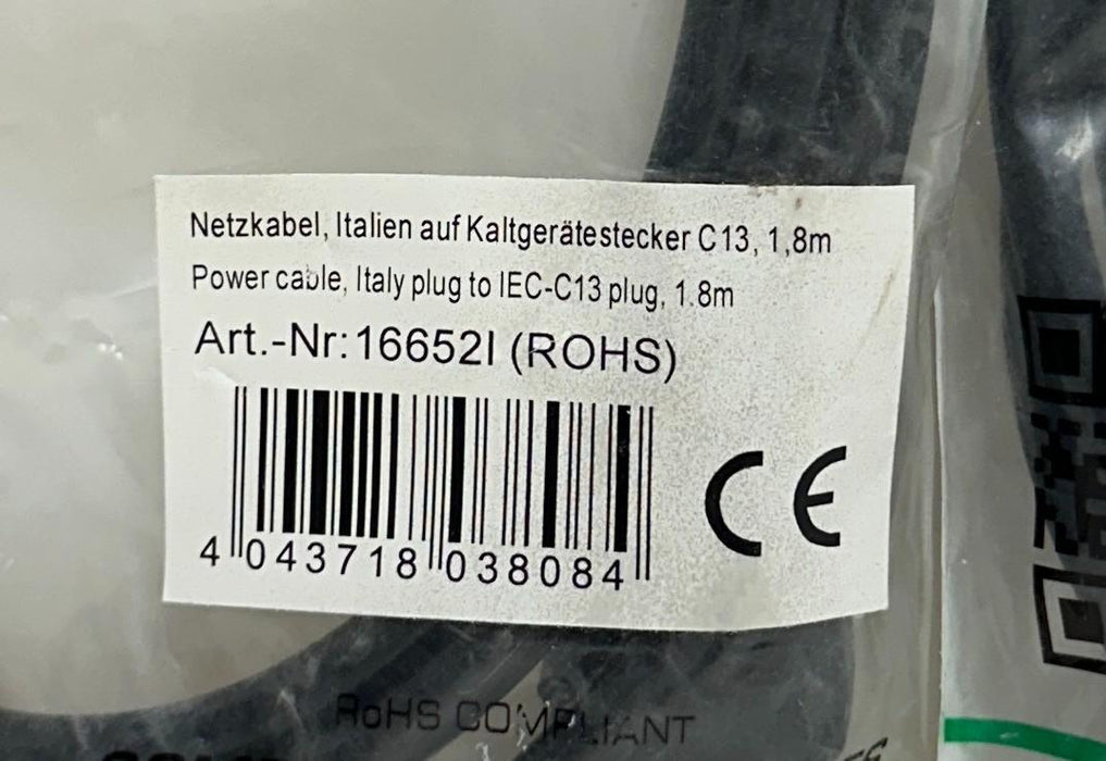 2 INLINE 16652I POWER CABLES ITALY PLUG TO IEC-C13 PLUG 1.8M LENGTH NSMP