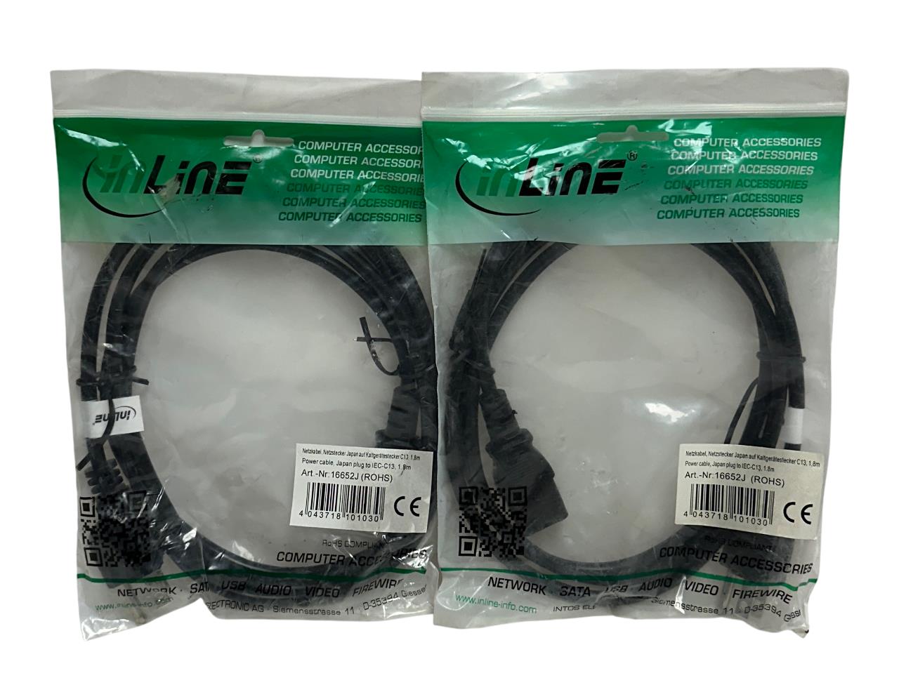 2 INLINE 16652J POWER CABLES JAPAN PLUG TO IEC-C13 1.8M LENGTH NSMP