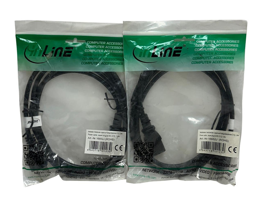 2 INLINE 16652J POWER CABLES JAPAN PLUG TO IEC-C13 1.8M LENGTH NSMP