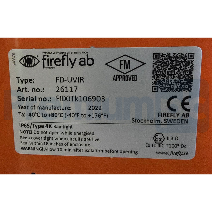 FireFly AB FD-UVIR 26117 UV/IR FLAME DETECTOR FOR FIRE SUPPRESSION SYSTEM NSMP