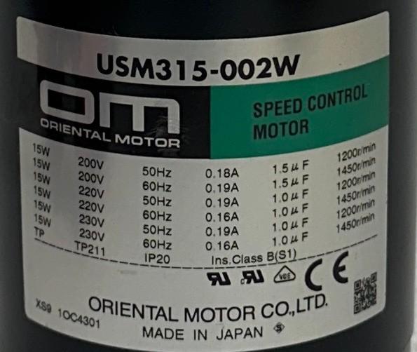 ORIENTAL MOTOR USM315-002W / USM315002W AC SPEED CONTROL MOTOR 200/230V 15W NSNP