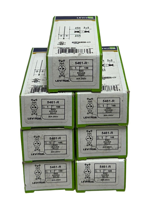 7 LEVITON 5461-R / 5461R INDUSTRIAL GRADE OUTLETS 20A 250V RED OEM NSMP