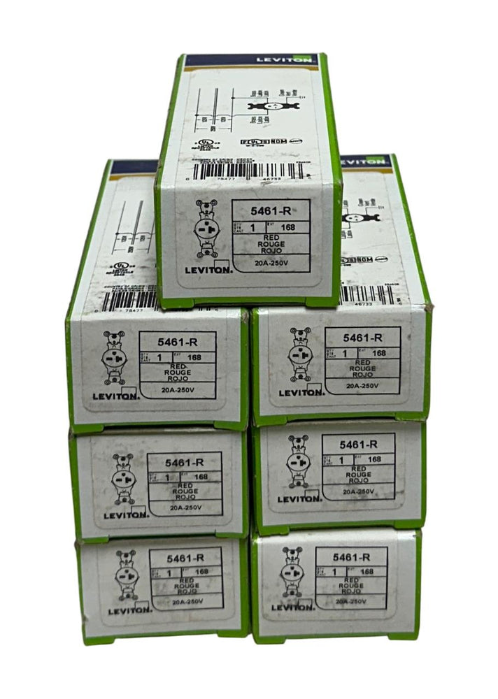 7 LEVITON 5461-R / 5461R INDUSTRIAL GRADE OUTLETS 20A 250V RED OEM NSMP
