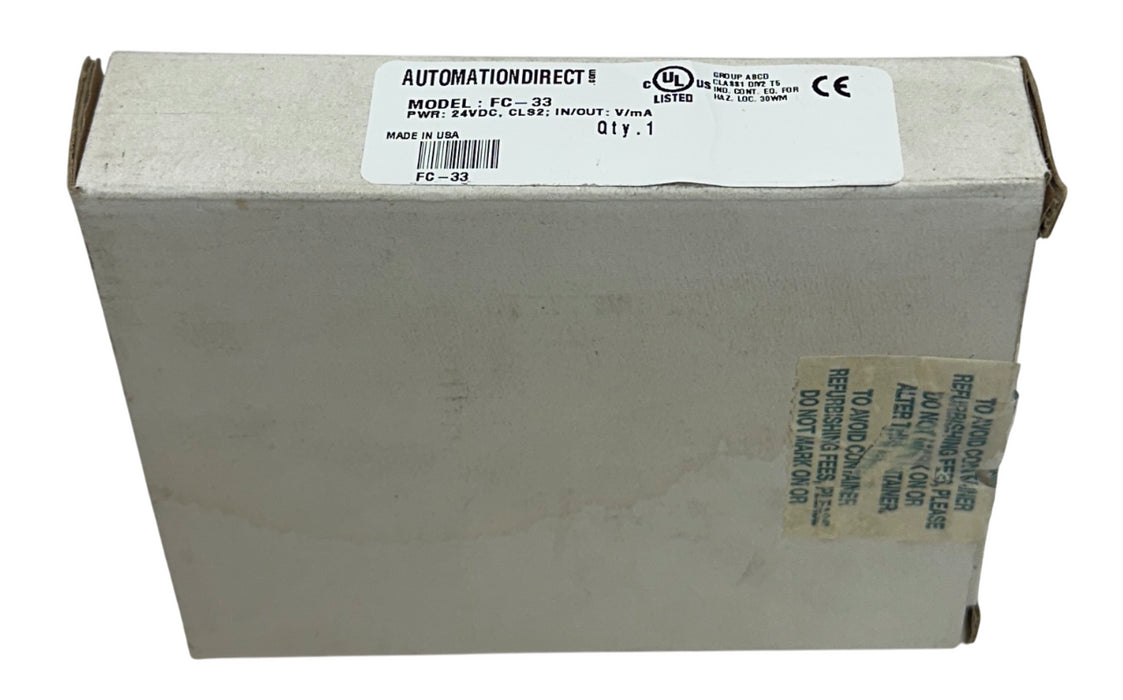 AUTOMATIONDIRECT FC-33 / FC33 ISOLATED SIGNAL CONDITIONER 24VDC IN/OUT NSMP