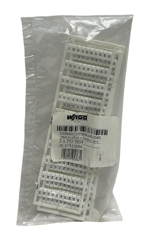5 WAGO 793-5604 / 07935604 WMB MARKING CARDS 21-30 SNAP-ON STRETCHABLE NSFS