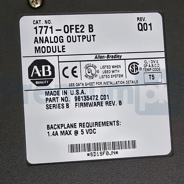 ALLEN BRADLEY 1771-OFE2 /B PLC-5 ANALOG OUTPUT MODULE REV. Q01 F/W: B NSMP