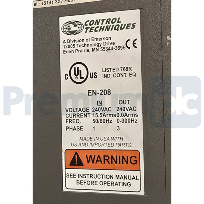 EMERSON CONTROL TECHNIQUES EN-208 | EN-208-00-000 SERVO DRIVE 960501-10 REV. A3