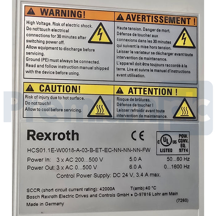 REXROTH HCS01.1E-W0018-A-03-B-ET-EC-NN-NN-NN-FW IndraDrive CONVERTER R911325247