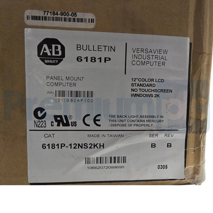 ALLEN BRADLEY 6181P-12NS2KH /B VersaView 1200P INDUSTRIAL COMPUTER 12" NSMP