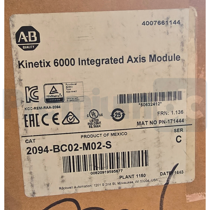 ALLEN BRADLEY 2094-BC02-M02-S /C Kinetix 6000 INTEGRATED AXIS MODULE 460V NSMP