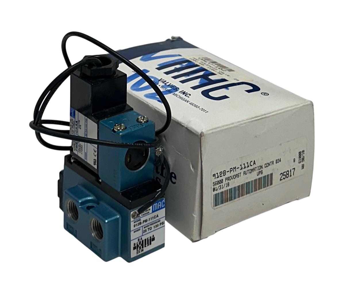 MAC VALVES 912B-PM-111CA / 912BPM111CA SOLENOID VALVE 900 SERIES 110/120V NSMP