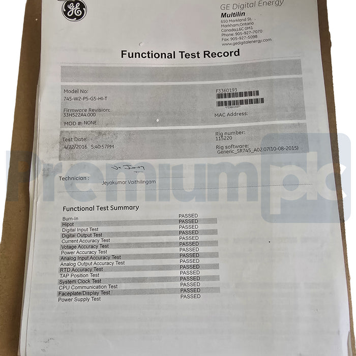 GE MULTILIN 745 TRANSFORMER PROTECTION RELAY 745-W2-P5-G5-HI-T w/SR745-CASE NSMP