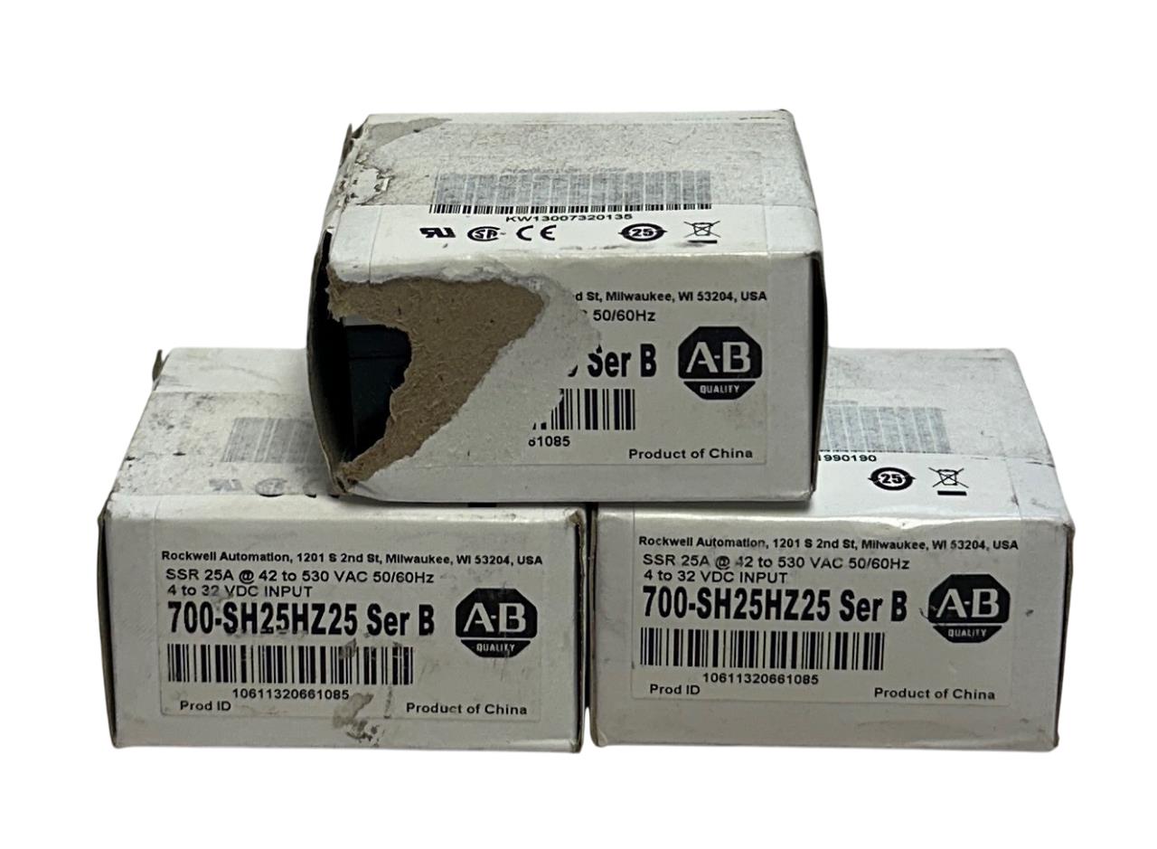 3 ALLEN BRADLEY 700-SH25HZ25 /B BULLETIN 700 SOLID STATE RELAYS 25A AC/DC NSMP