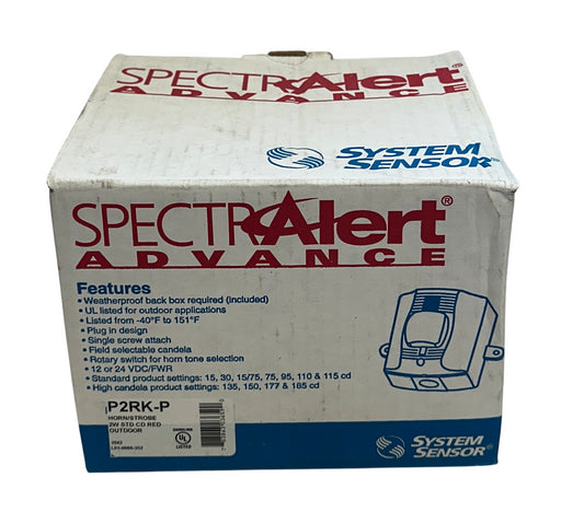 SYSTEM SENSOR P2RK-P / P2RKP SPECTRAlert ADVANCE HORN / STROBE 8-33VDC RED NSMP