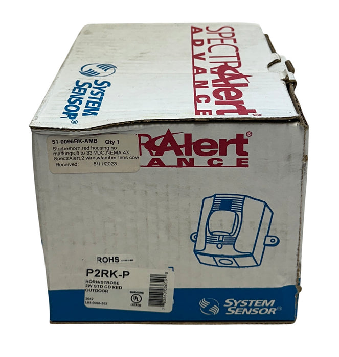 SYSTEM SENSOR P2RK-P / P2RKP SPECTRAlert ADVANCE HORN / STROBE 8-33VDC RED NSMP