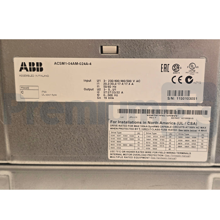 ABB ACSM1-04AM-024A-4 11kW 24A MOTION CONTROL DRIVE 380-480V 3AUA0000014471 NSMP