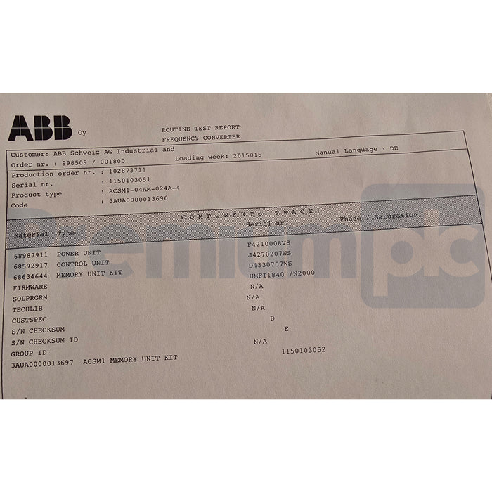 ABB ACSM1-04AM-024A-4 11kW 24A MOTION CONTROL DRIVE 380-480V 3AUA0000014471 NSMP