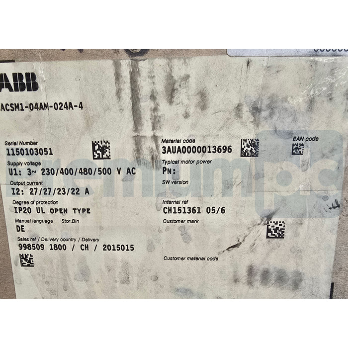 ABB ACSM1-04AM-024A-4 11kW 24A MOTION CONTROL DRIVE 380-480V 3AUA0000014471 NSMP