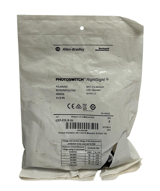 ALLEN BRADLEY 42EF-P2RJB-G4 /B PHOTOSWITCH RightSight POLARIZED SENSOR 3M NSMP