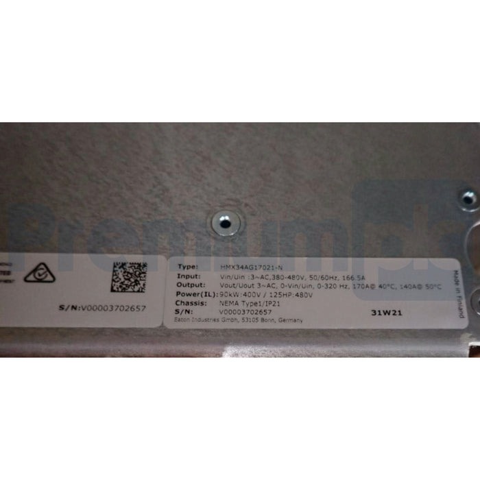Eaton C-H HMX34AG17021-N H-Max AC Drive HVAC VFD 125HP 170A 3P 480V NEMA-1 NSMP