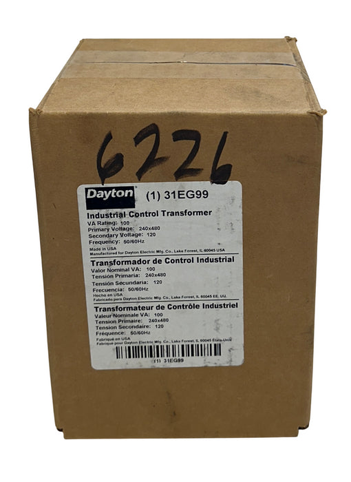 DAYTON 31EG99 INDUSTRIAL CONTROL TRANSFORMER 100VA 240x480V 50/60Hz NSFS