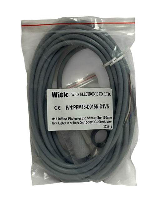 WICK ELECTRONIC PPM18-D015N-D1V5 / 202112 PHOTOELECTRIC SENSOR 10-30VDC M18 NSMP
